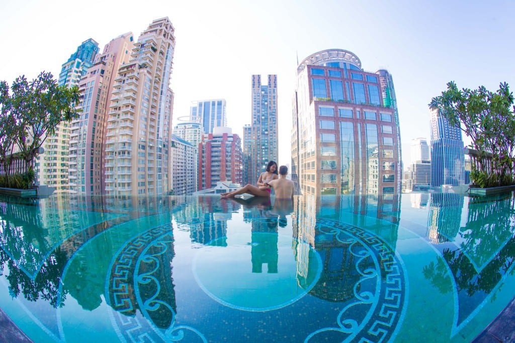 Couple at Hotel Muse Pool Bangkok Thailand 