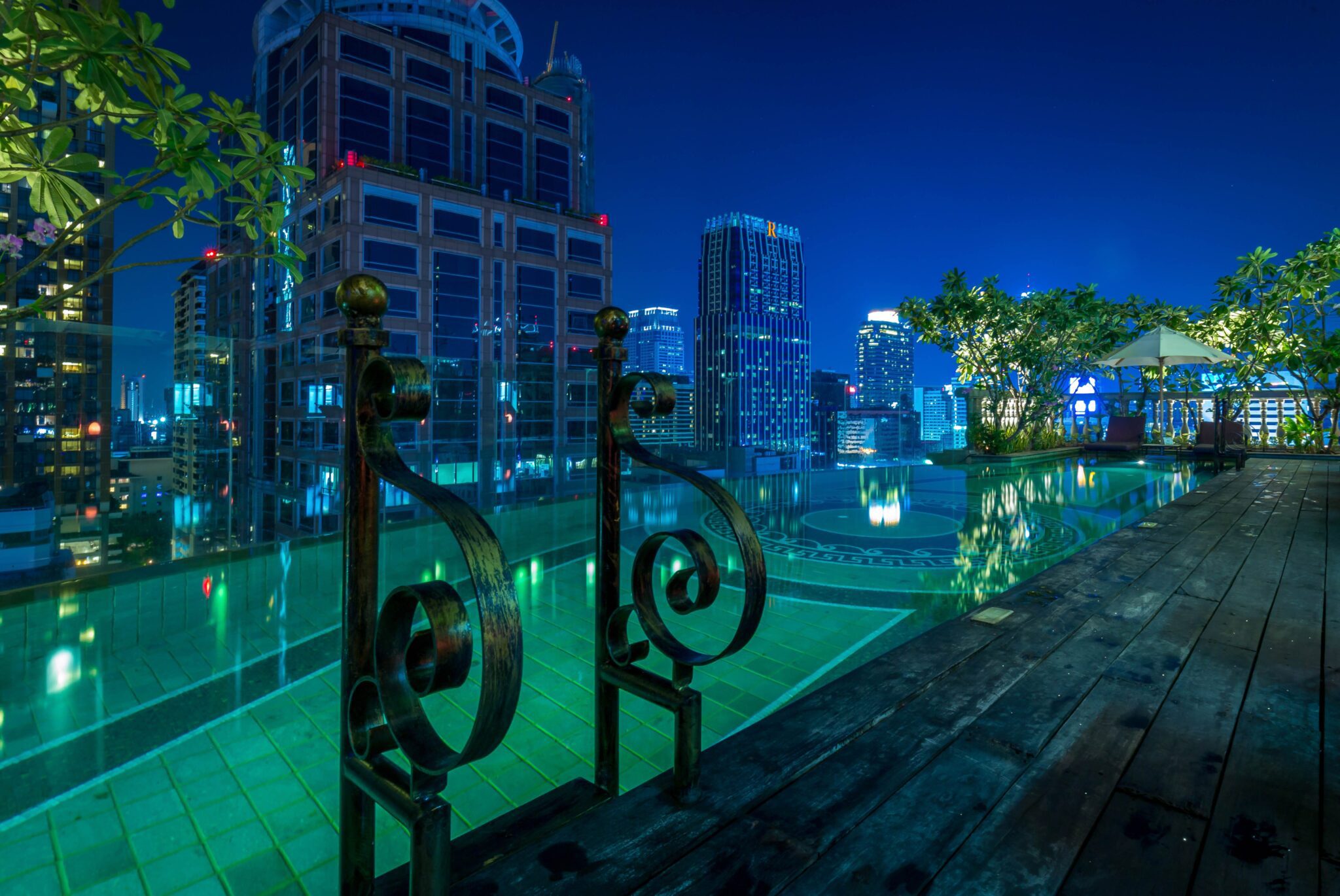 Hotel Muse Pool Looking Over Bangkok Skyline 